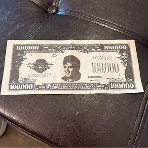 Novelty $100,000 Bill with Elvis Design